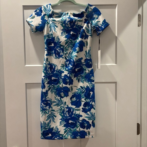 Calvin Klein Blue Floral Dress - Picture 1 of 7
